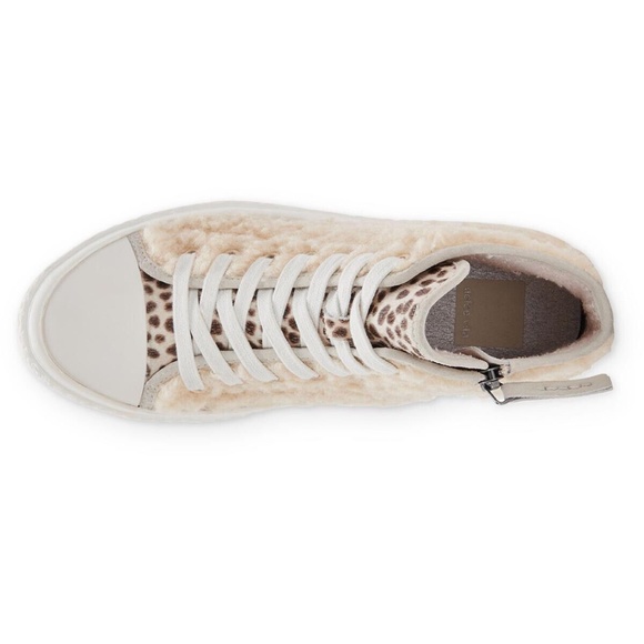 NEW Dolce Vita Veola Plush Cream Leather Fur Cozy Lace Up Sneakers High Top Lace - Picture 3 of 9